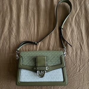 Michael Kors Olive and Cream Signature Crossbody Bag